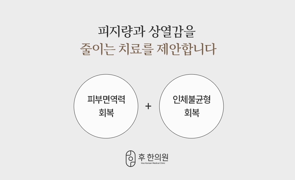 피부면역력 회복과 인체불균형 회복을 함께 해 피지량과 상열감을 줄이는 치료 제안